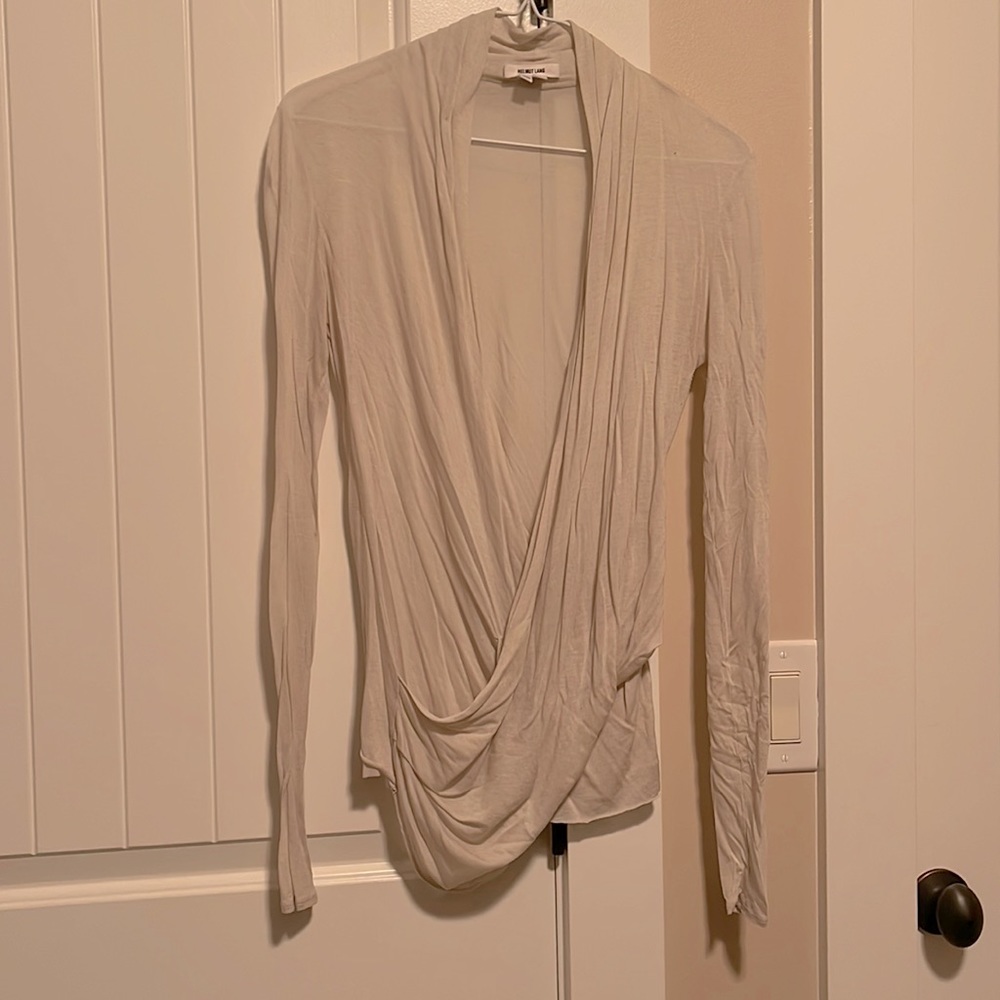 Helmut Lang Light Gray Modal Wrap-Around Long-Sle… - image 1